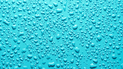 many water drops on blue background