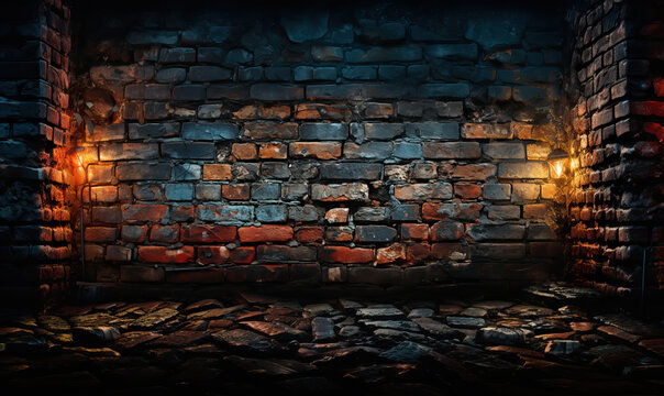 Fototapeta Vintage background of an old red brick wall.