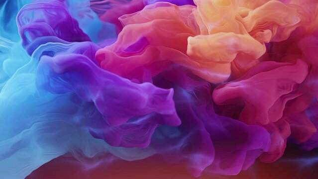 Digital abstract motion background design. Colorful smoke explosion in black background. HD video animation 4K