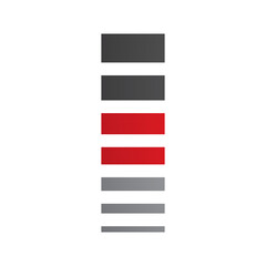 Red and Black Letter I Icon with Horizontal Stripes