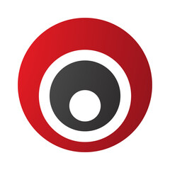 Red and Black Letter O Icon with Nested Circles