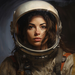 Astronaut woman. Generative AI.