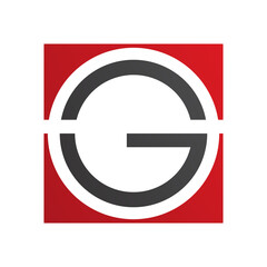 Red and Black Round and Square Letter G Icon