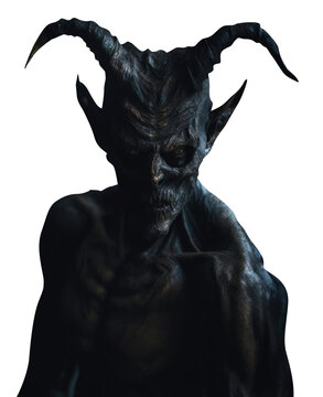 devil with long curly horns. transparent PNG