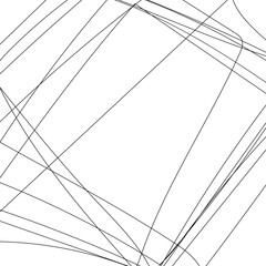 Abstract vector background with monochrome random intersecting lines. Tangled asymmetrical illustration