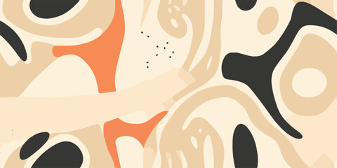 Abstract minimal organic shapes pattern. Collage contemporary print. Fashionable template for design