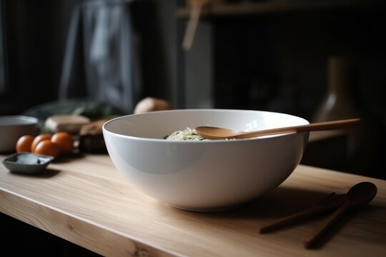 Ceramic white bowl plate. Generate Ai