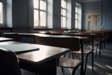 Fototapeta premium Class room school empty. Generate Ai