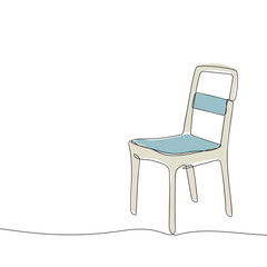 Chair icon hand drawn with single one continuous line. Isolated vector illustration. Editable stroke