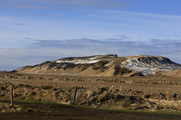 View on a mountain not far from of the village of Vík í Mýrdal located in the south of Iceland