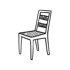 Chair icon hand drawn in doodle style. Isolated vector illustration.