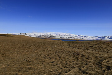 View on a mountain not far from of the village of Vík í Mýrdal located in the south of Iceland