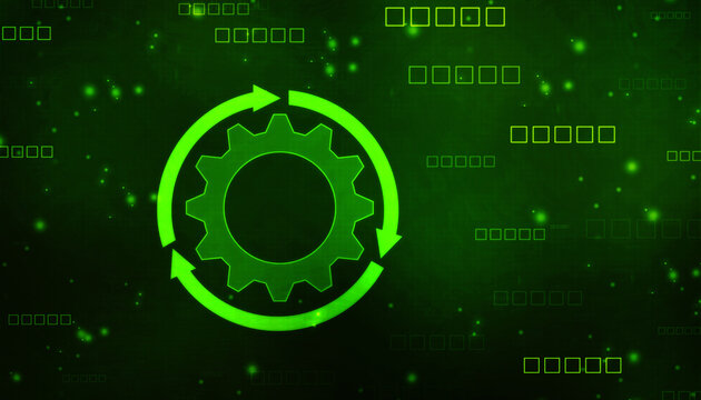 Update icon with binary codes on technology abstract background, Update System Upgrade Software version technology concept