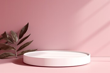 Fototapeta na wymiar 3d Japanese style minimal background. pink podium and cherry blossom background for product presentation.