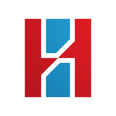 Red and Blue Letter H Icon with Vertical Rectangles