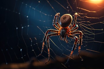 Spider Weaving a Web Against a Moonlit Sky - Helloween
