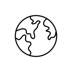  thin line earth icon, globe vector flat illustration on white background..eps