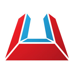 Red and Blue Letter U Icon in Perspective