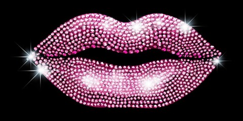 AI Generated. AI Generative. Beautiful makeup glitter bright wet lips. Glamour lulury romantic view. Graphic Art