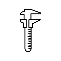 Vernier caliper thin line icon,Vernier caliper sign flat illustration on white background.