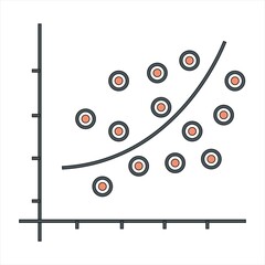 Regression Analysis vector outline Icon Design illustration. Data Analytic Symbol on White background.Non Linear Regression Vector graphic of statistics regression model.