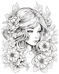 Enchanting Fairy Princess: A Beautiful Coloring Page - Delightful Illustration of a Cute Cartoon Character, Perfect for Coloring in Black and White