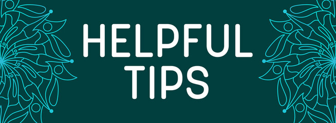 Helpful Tips Turquoise Mandala Design Element Horizontal Left Right Text