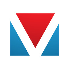 Red and Blue Rectangular Shaped Letter V Icon