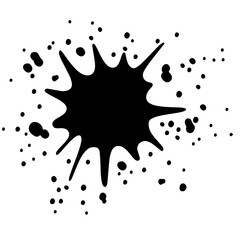 Black liquid splashes, swirl waves with scatter drops. Royalty high-quality free stock PNG of paint, ink splashing dynamic motion, design elements for advertising isolated on transparent background