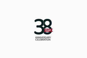 38th, 38 years, 38 year anniversary celebration Black Line. logotype isolated on White background for celebration, invitation card, and greeting card-Vector