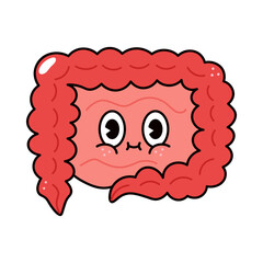 Intestines character. Vector hand drawn traditional cartoon vintage, retro, kawaii character illustration icon. Isolated on white background. Intestines character concept