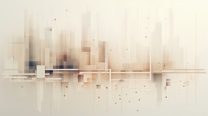 Abstract visualization of data graphs in subtle earth tones, data science concept. The study and extraction of knowledge from data sets presented in an aesthetically pleasing manner. Generative AI