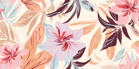Feminine floral seamless pattern. Fashionable template for design. Soft color palette