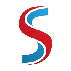 Red and Blue Twisted Shaped Letter S Icon