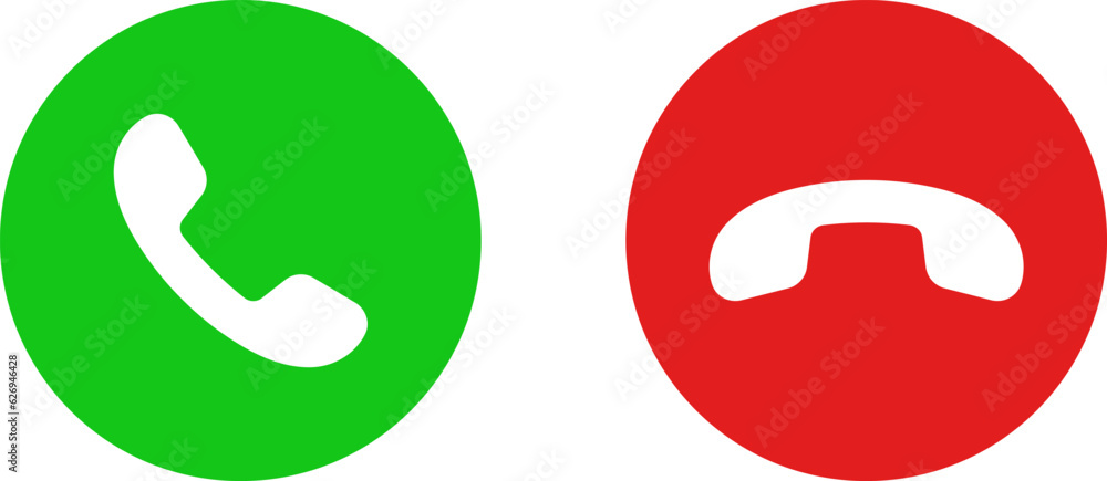 Aufkleber phone call icon answer, accept and decline call icons with green and red buttons , contact us teleph