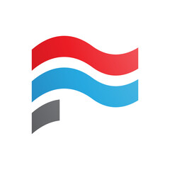 Red and Blue Wavy Flag Shaped Letter F Icon