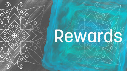 Rewards Turquoise Grey Mandala Design Element Left Text