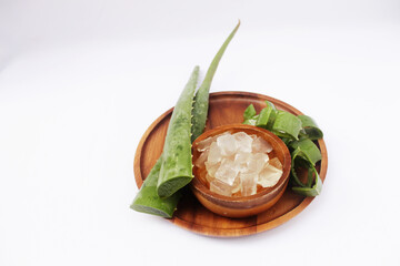 Aloe vera in a wooden cup