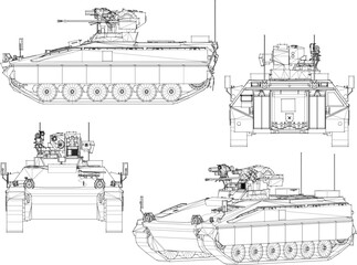 Vector illustration sketch of army combat war tank vehicle