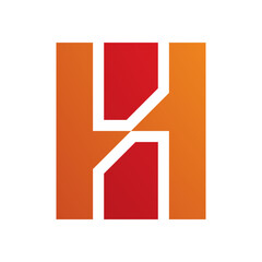 Red and Orange Letter H Icon with Vertical Rectangles