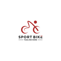 simple sport bike logo template in white background