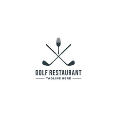rest restaurant golf logo in white background