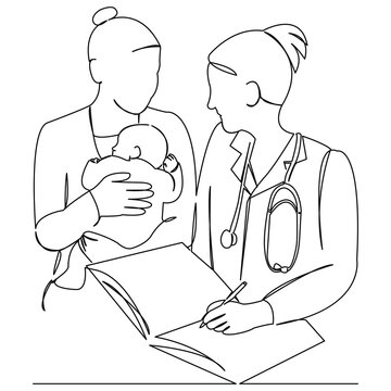 mother and baby with doctor consultation clip art preview