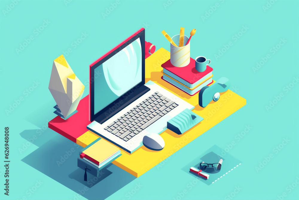 Poster design web icon laptop colours background computer technology business desktop gadget. generative ai