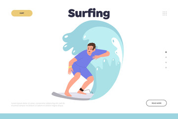 Surfing landing page template for online education school, coaching club or training class service