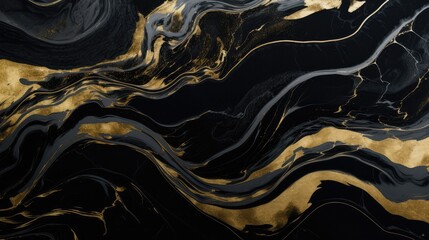 Obraz na płótnie Canvas colorful black and gold abstract liquid marble texture background, Generative AI.