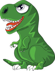 Green sitting tyrannosaurus. Prehistoric carnivorous dinosaur. Vector illustration isolated on transparent, trex dinosaur © solnadigital - 18