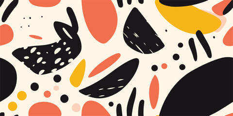 Minimal artistic illustration pattern. Creative collage with shapes. Seamless pattern. Fashionable template for design