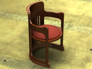 Barrel Dining Chair 3D Rendering