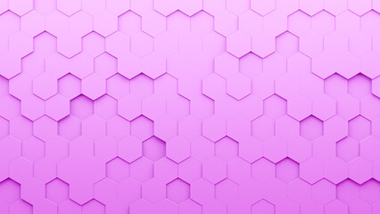 Hexagonal background with pink hexagons, abstract futuristic geometric backdrop or wallpaper with copy space for text